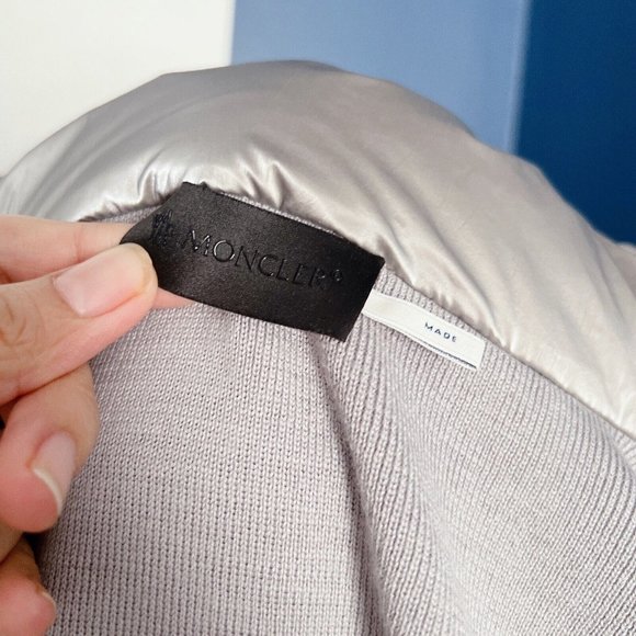 NWT Moncler Cardigan Tricot Down Wool-Blend Puffer Sweater Jacket Gray Size M - Picture 8 of 13